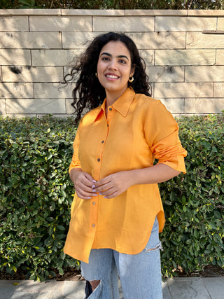 Rozana Linen Shirt- Orange