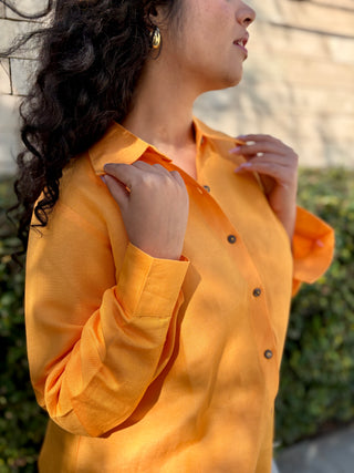 Rozana Linen Shirt- Orange