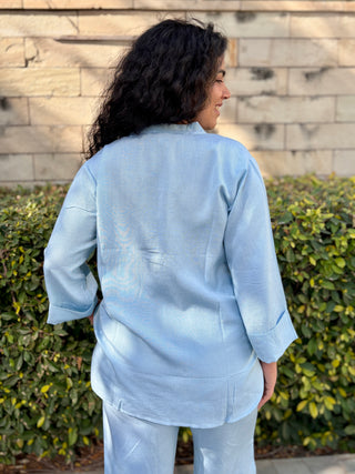 Neena Linen Set- Powder Blue