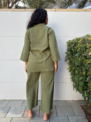 Neena Linen Set- Olive