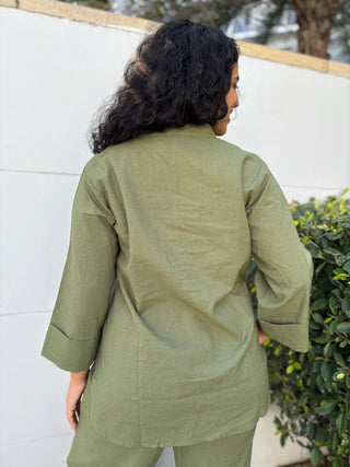 Neena Linen Set- Olive