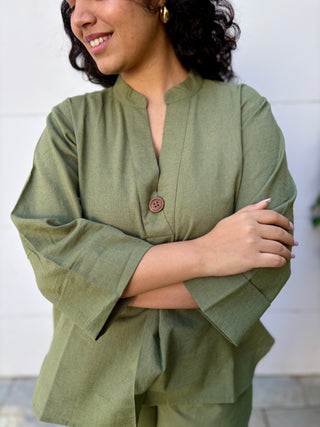 Neena Linen Set- Olive