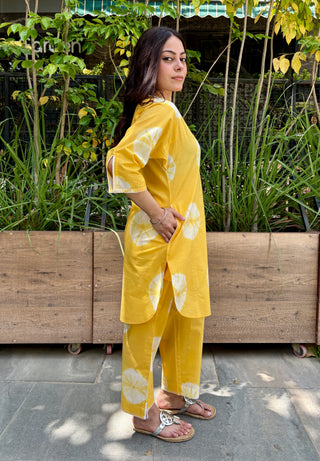 Shibori Cambric Coord Set- Yellow