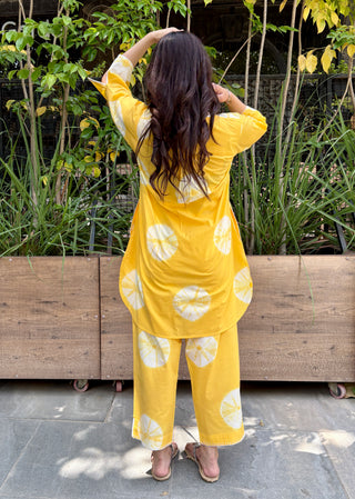 Shibori Cambric Coord Set- Yellow