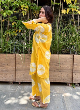 Shibori Cambric Coord Set- Yellow