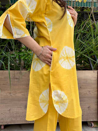 Shibori Cambric Coord Set- Yellow
