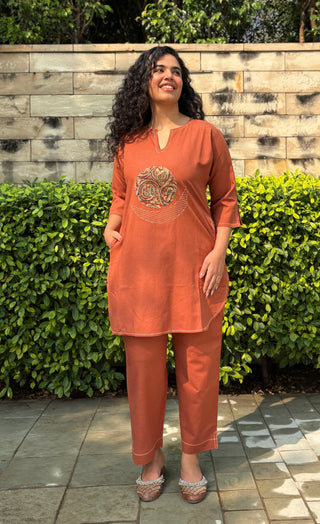 Chandni Linen Set- Rust
