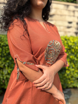 Chandni Linen Set- Rust