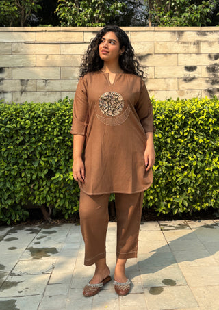 Chandni Linen Set- Khaki
