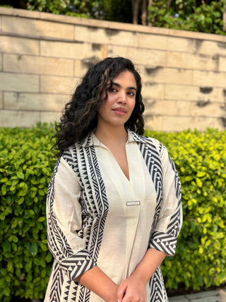 Aztect Linen Blend Kurta Set