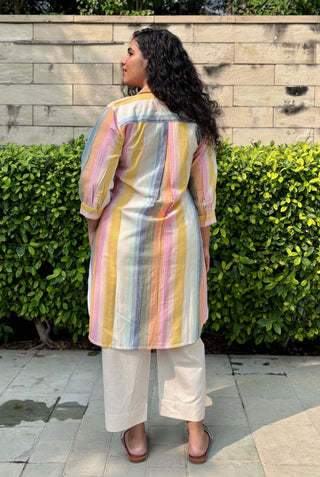Rainbow Linen Blend Kurta Set