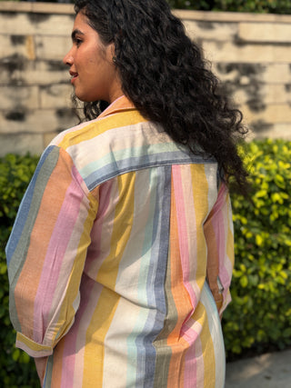 Rainbow Linen Blend Kurta Set