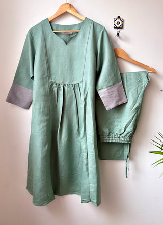 Zoya Linen Set- Teal Grey