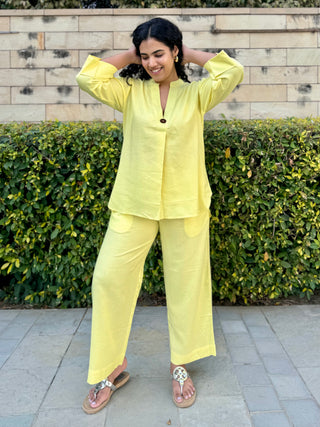 Neena Linen Set- Lemon