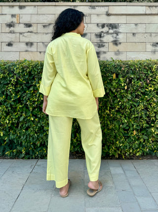 Neena Linen Set- Lemon