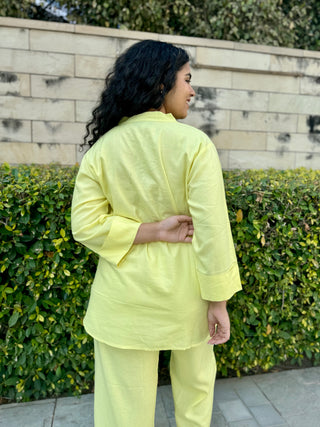 Neena Linen Set- Lemon