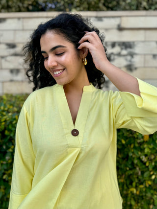 Neena Linen Set- Lemon