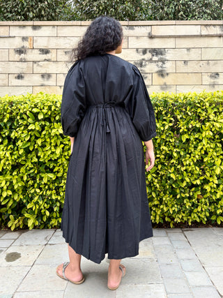 Swarna Linen Dress- Black