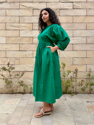 Swarna Linen Dress- Green