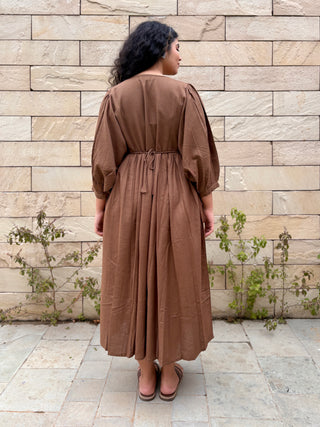 Swarna Linen Dress- Khaki