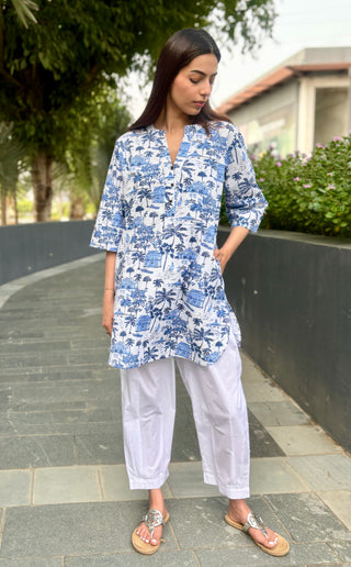 Kerala Waters Poplin- Linen Set