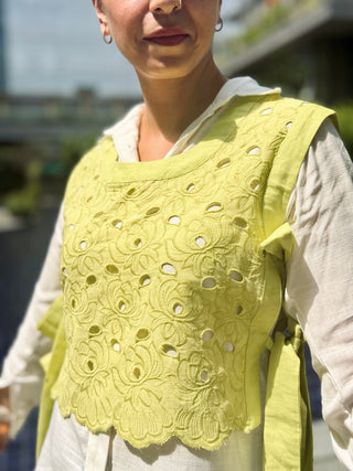 Schiffli Cotton Bib- Lime Green