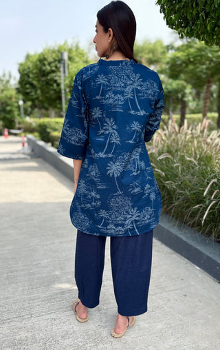 Malgudi Palms Poplin- Linen set