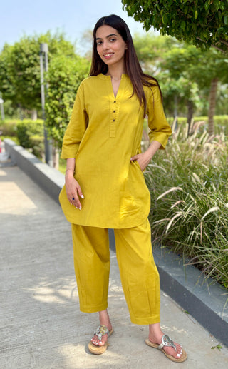 Lemon Soda Ball Button Linen Set