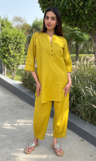 Lemon Soda Ball Button Linen Set