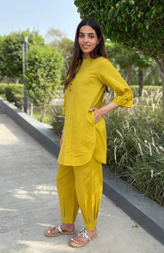 Lemon Soda Ball Button Linen Set
