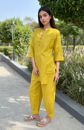 Lemon Soda Ball Button Linen Set
