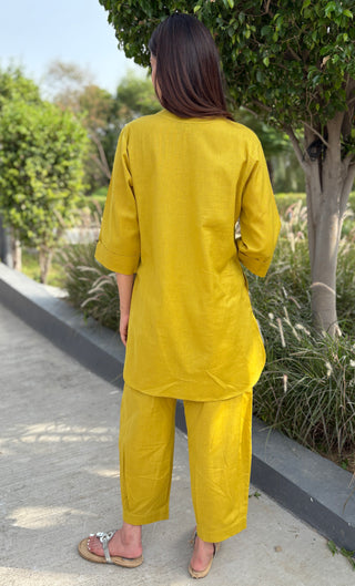 Lemon Soda Ball Button Linen Set