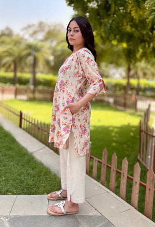Guldasta Linen Coord Set- Pink