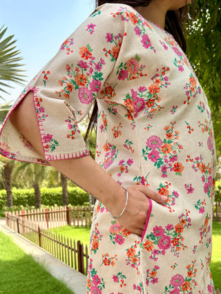 Guldasta Linen Coord Set- Pink