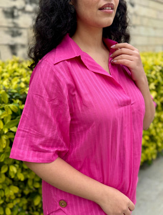 Pondi Mul Set- Magenta Pink