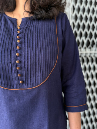 Ira Pintuck Coord Set- Navy