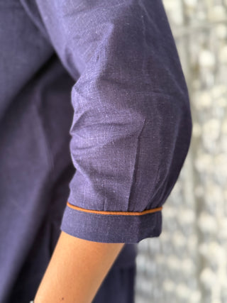 Ira Pintuck Coord Set- Navy