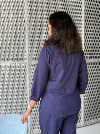 Ira Pintuck Coord Set- Navy