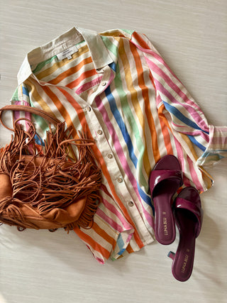 Rangeela Silk V neck Shirt- Cream