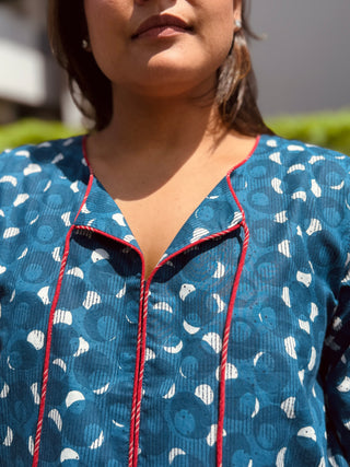 Barkha Kurta Set- Indigo