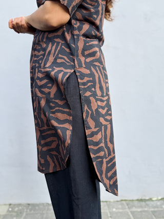 Office Kurta Set- Abstract Black