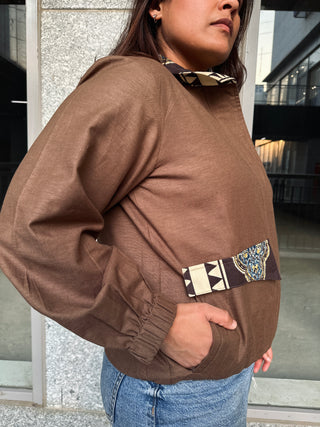 Linen Bomber Jacket- Brown