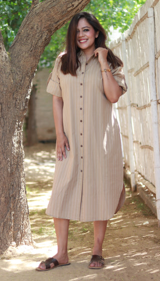 Tira Shirt Dress- Beige