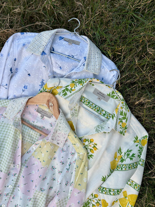 Linen Blend V neck Shirt- Lemon