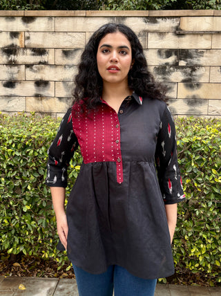 Banjara Handloom Tunic Top- Black