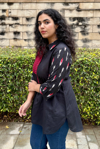 Banjara Handloom Tunic Top- Black