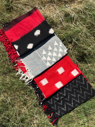 Pochampally Ikkat Dupatta- Traditional Red