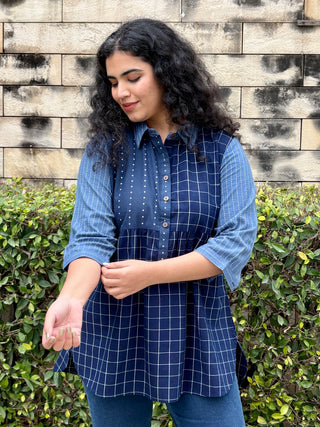 Banjara Handloom Tunic Top- Indigo
