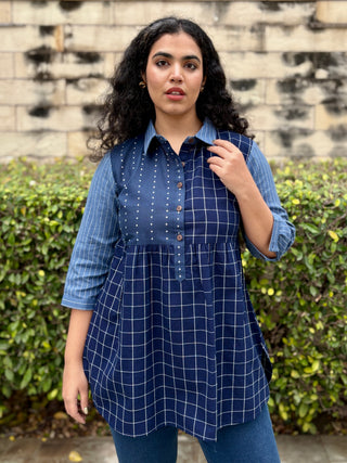 Banjara Handloom Tunic Top- Indigo