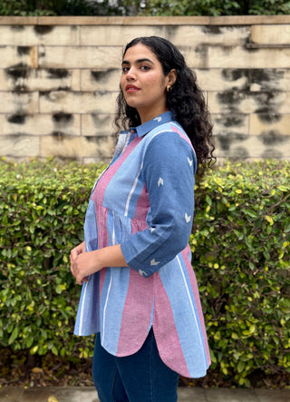 Banjara Handloom Tunic Top- Light Blue